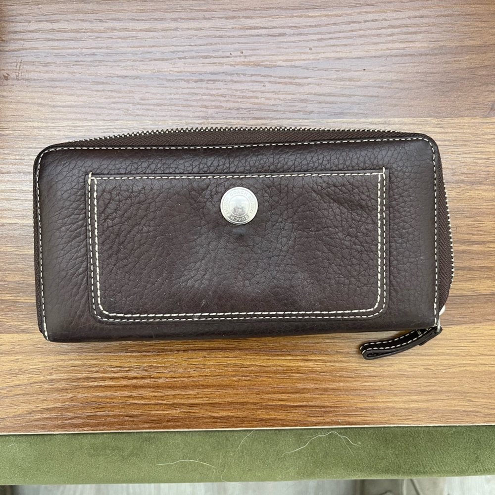 Coach large leather zip wallet